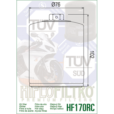 FILTRO DE ACEITE PARA HARLEY DAVISON HIFLO HF170BRC
