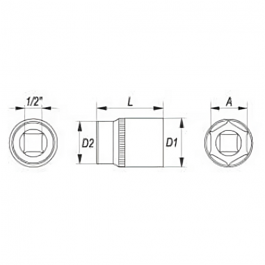 DADO CORTO HEXAGONAL 30MM 1/2 - YATO