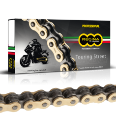 CADENA REGINA 520-120 DORADA, CON ZRING Y REFORZADA "TOURING STREET"