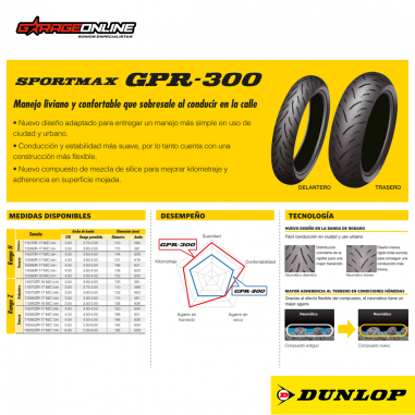 Neumático Dunlop GPR300 110/70ZR-17