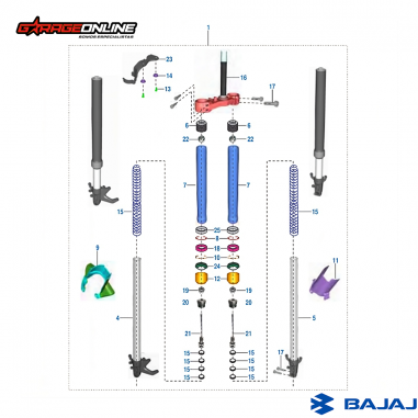 TELESCOPICA COMPLETA DOMINAR 250 BAJAJ GENUINA