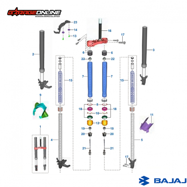 TELESCOPICA COMPLETA DOMINAR 400 UG - DOMINAR 400 ADVENTURE BAJAJ GENUINA