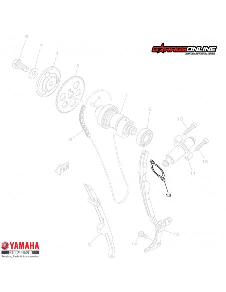 EMPAQUE TENSOR AUTOMATICO CADENA DISTRIBUCIÓN YAMAHA FZ25 FZ25ABS GENUINO