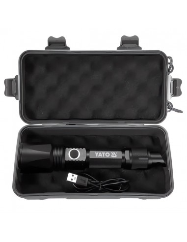 LINTERNA TACTICA RECARGABLE 10W 900LM IP64, LI-ION 3.7V 2200MAH, ALCANCE: 200M, POWERBANK, ZOOM