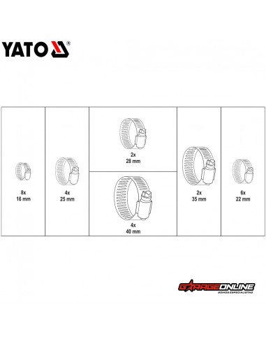 SET ABRAZADERAS SURTIDAS 26 UNIDADES UNIDADES 16-40MM - YATO