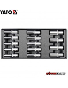 JUEGO DE DADOS HEXAGONALES LARGOS 1/2" 14 PIEZAS - YATO