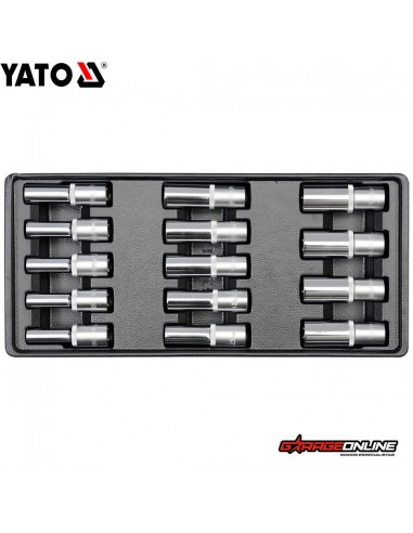 JUEGO DE DADOS HEXAGONALES LARGOS 1/2" 14 PIEZAS - YATO