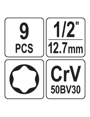 JUEGO DE DADOS TORX 1/2" 9 PIEZAS - YATO