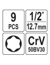 JUEGO DE DADOS TORX 1/2" 9 PIEZAS - YATO