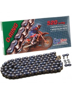CADENA CZ CHAINS 520-120 CON O-RING Y REFORZADA "BLUE PERFORMANCE"