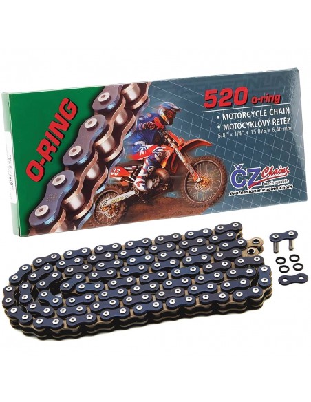 CADENA CZ CHAINS 520-120 CON O-RING Y REFORZADA "BLUE PERFORMANCE"