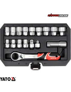 JUEGO DE DADOS PASANTES 1/2 3/8 17 PIEZAS 72T YATO