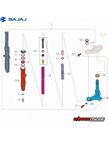 TELESCOPICA COMPLETA BAJAJ NS160 NS160ABS GENUINO