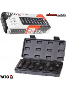 JUEGO DE DADOS DE IMPACTO HEXAGONALES 1/2" MACHOS LARGOS 8 PIEZAS - YATO