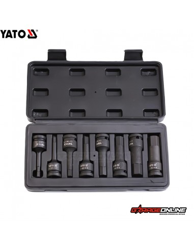 JUEGO DE DADOS DE IMPACTO HEXAGONALES 1/2" MACHOS LARGOS 8 PIEZAS - YATO