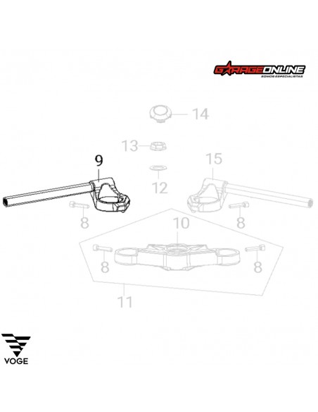 SEMIMANILLAR IZQUIERDO (PLATEADO) VOGE 300RR GENUINO