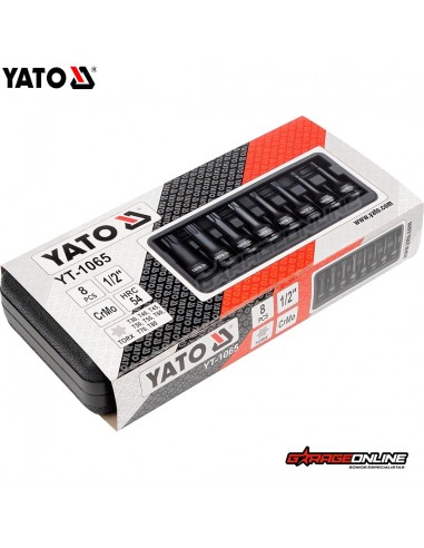 JUEGO DE DADOS DE IMPACTO TORX 1/2" MACHOS LARGOS 8 PIEZAS - YATO