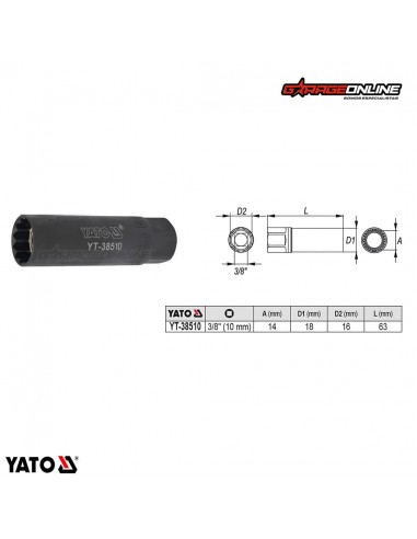 DADO BUJIA 14MM POLIGONAL 3/8" - YATO