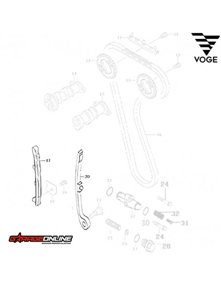 GUIAS CADENA DISTRIBUCIÓN VOGE 300 GENUINO
