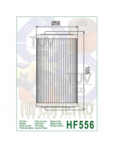 FILTRO DE ACEITE HF556 HIFLO PARA SEA-DOO MARINO