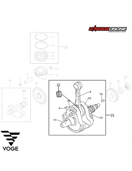 CIGUEÑAL COMPLETO VOGE 300 GENUINO