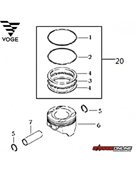 KIT PISTON ESTANDAR (X1) VOGE 300 GENUINO