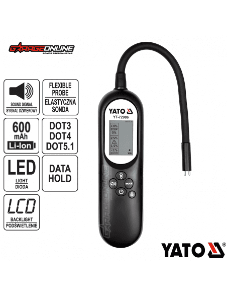 TESTER LIQUIDO DE FRENOS DIGITAL DOT 3, 4, 5.1 - YATO