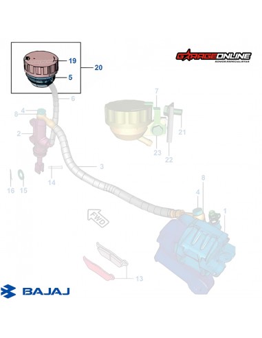 DEPOSITO LIQUIDO FRENO TRASERO BAJAJ NS 200 RS 200 DOMINAR 400 V1 - GENUINO