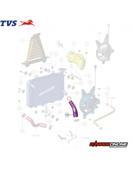 MANGUERA SALIDA RADIADOR BMW G 310 R - G 310 GS - TVS APACHE 310 - GENUINO