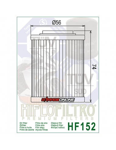 FILTRO DE ACEITE HF152 HIFLO