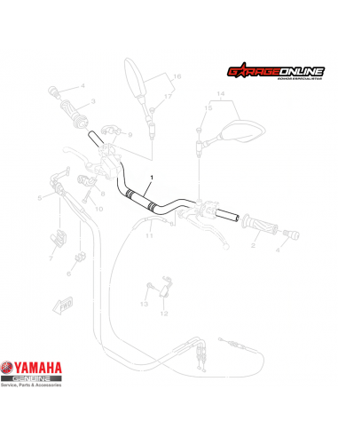 MANUBRIO YAMAHA MT-07 2014-2017 GENUINO