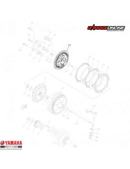 PORTA DISCO EMBRAGUE EXTERIOR YAMAHA YZF-R15 V3 - V4 GENUINO
