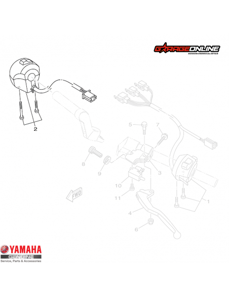 TELECOMANDO DERECHO ENCENDIDO YAMAHA YZF-R15 V2 GENUINA