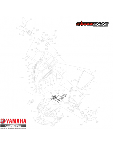 PANEL LATERAL SUPERIOR DE FOCO DERECHO YAMAHA YZF-R3A GENUINO