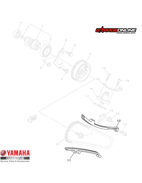 GUIAS CADENA DISTRIBUCION YAMAHA YZF R15 V1-V2 GENUINA