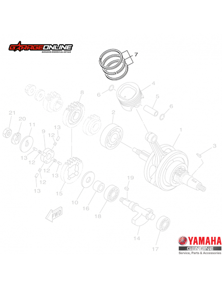 JUEGO DE ANILLOS ESTANDAR (X1) YAMAHA YZF R15 V1-V2 GENUINA
