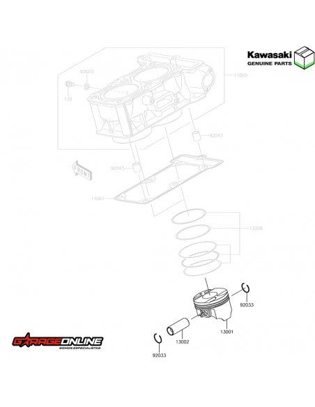 KIT PISTON ESTANDAR (X1) KAWASAKI NINJA 300 - VERSYS 300 - GENUINA