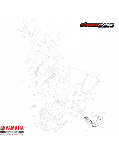 PANEL LATERAL SUPERIOR DE FOCO IZQUIERDO YAMAHA YZF-R3A GENUINO