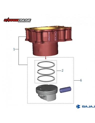KIT CILINDRO BAJAJ DOMINAR 400 UG - DOMINAR 400 ADVENTURE GENUINO