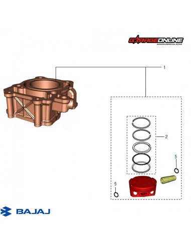 KIT CILINDRO BAJAJ NS 200 RS 200 GENUINO