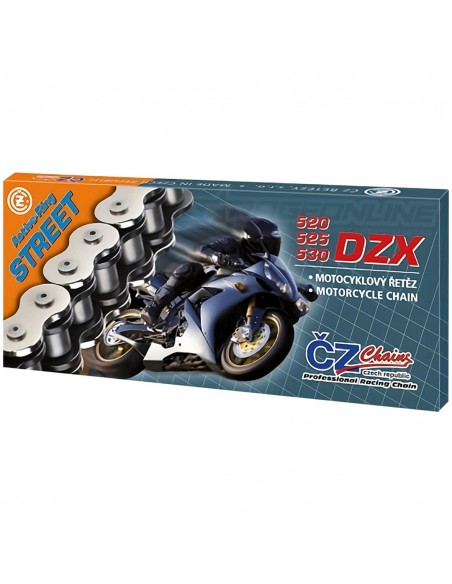 CADENA CZ CHAINS 525-124 CON X-RING Y REFORZADA "STREET PERFORMANCE"