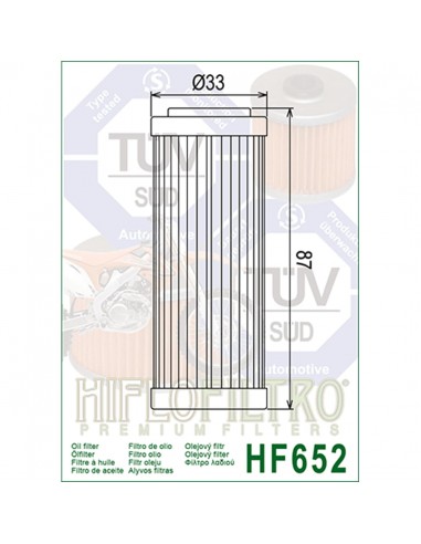 FILTRO ACEITE HF652 HIFLO