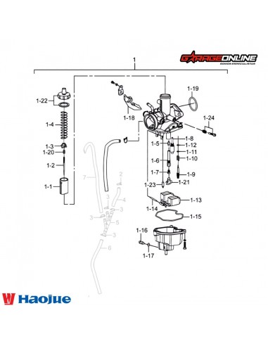 CARBURADOR COMPLETO HAOJUE NK150 GENUINO