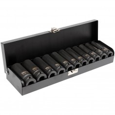 JUEGO DE DADOS DE IMPACTO HEXAGONALES 1/2" HEMBRAS LARGOS 11 PIEZAS - YATO