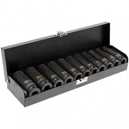 JUEGO DE DADOS DE IMPACTO HEXAGONALES 1/2" HEMBRAS LARGOS 11 PIEZAS - YATO