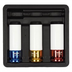 JUEGO DE DADOS DE IMPACTO HEXAGONALES 1/2" HEMBRAS LARGOS 3 PCS  - YATO