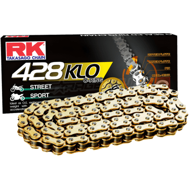 CADENA RK 428-140 DORADA, CON ORING Y REFORZADA