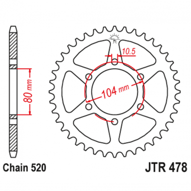 CATALINA 46 DIENTES KAWASAKI NINJA 650 - ER6N - ER6F - VERSYS - Z 650 - VULCAN 650 - JT RACING CHAIN