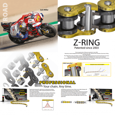 CADENA 525 DORADA JT Z3, CON XRING Y REFORZADA "SPORTBIKE"